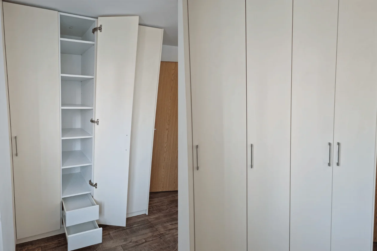 White Alpin: sertarele de jos și dulapul închis